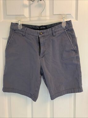 Nautica Men's Slate Gray-Blue Flat Front Chino Shorts